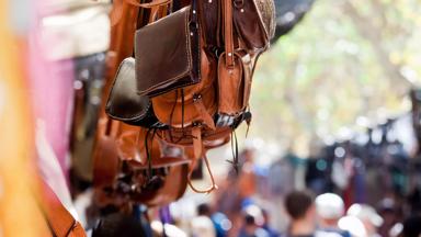 "There is a thriving leather goods industry in Majorca, centred on the islandaas second largest city, Inca. Every sunday there is a market with many stalls selling all types of leather goods, including the handbags shown here."