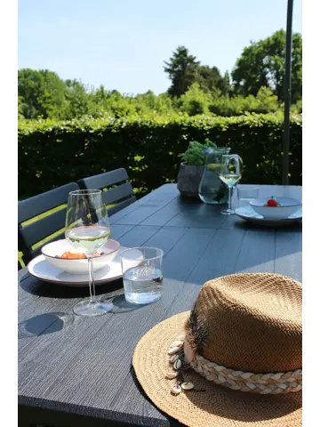 Klaptafel - 180cm - zwart - houtlook