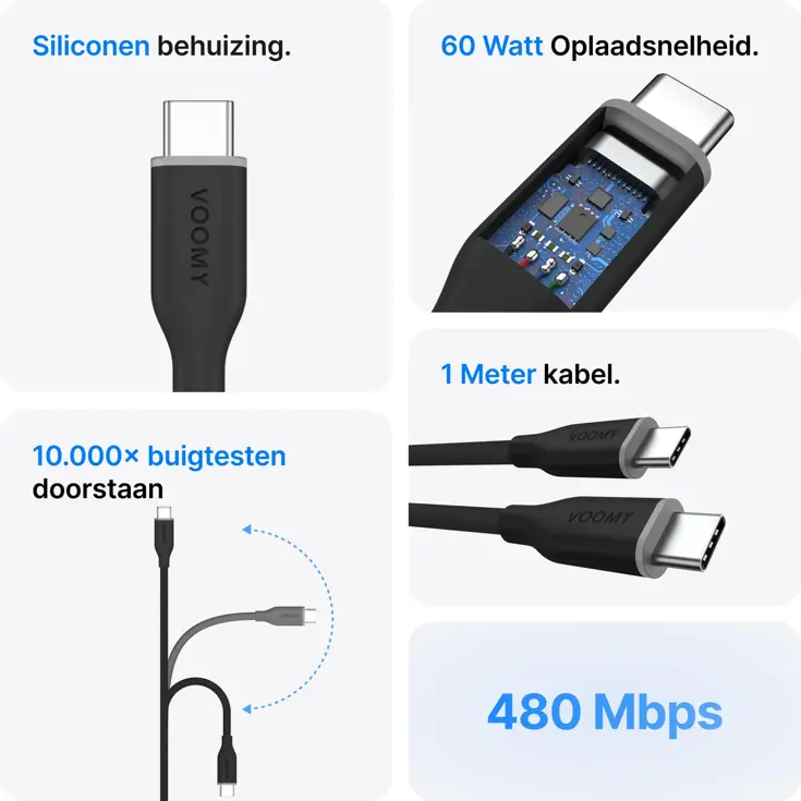 Connect C610 - USB-C Kabel - 60W 1M