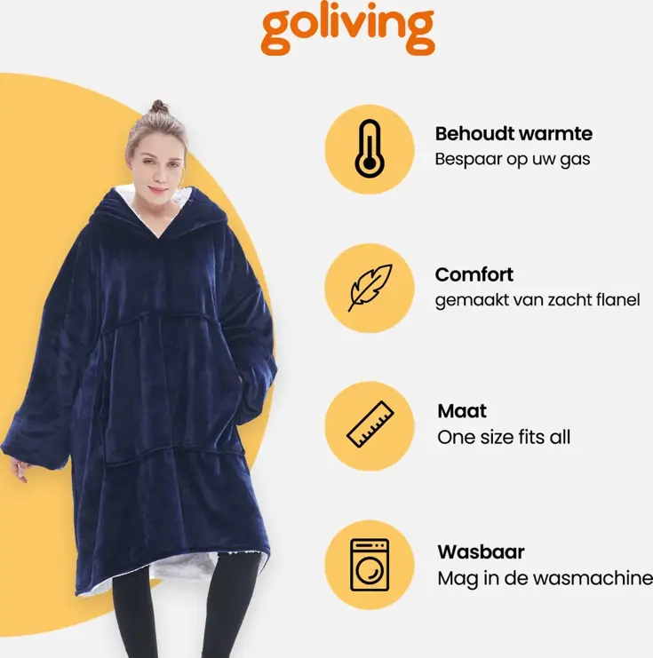 Goliving fleece deken met mouwen