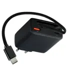 65W Oplader uittrekbare USB-C kabel USB-A + USB-C