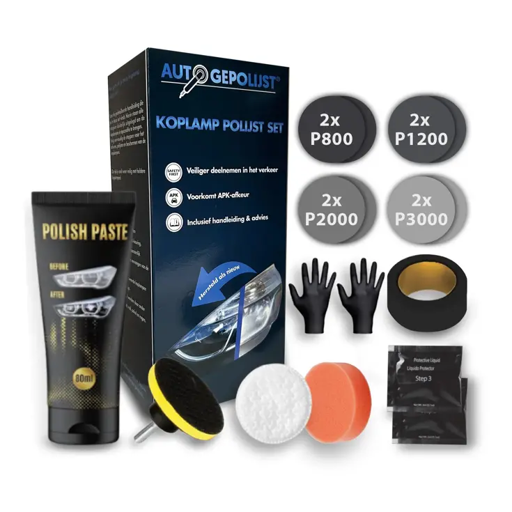 Koplamp Polijst Set - Restauratie Kit - 16 Delig
