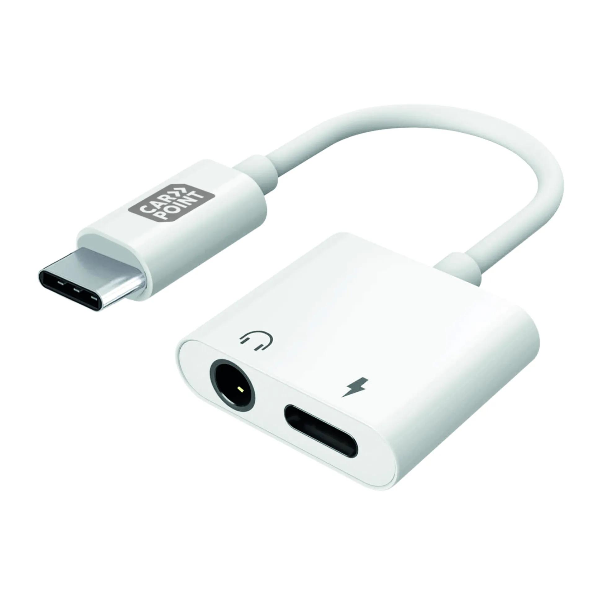 Carpoint  2 in 1 Adapter USB-C > AUX & USB-C  Wit main product image