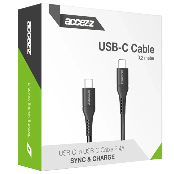 USB-C naar USB-C kabel 0,2 meter