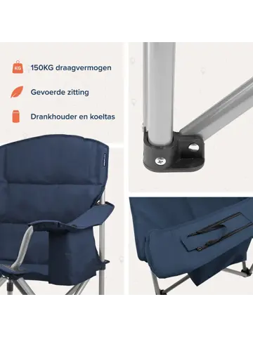 Campingstoelen XL – 2-pack – Blauw