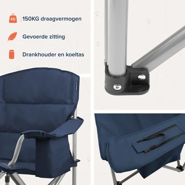 Campingstoelen XL – 2-pack – Blauw