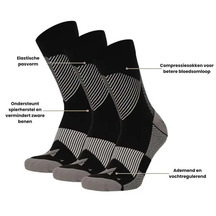 6 paar - Quarter Compressiesokken