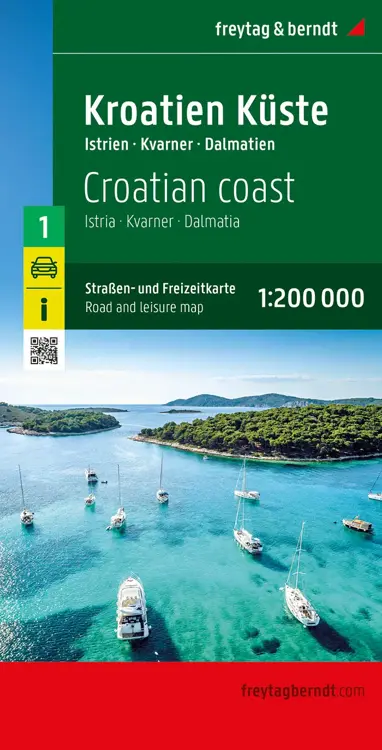 Wegenkaart Kroatische kust, Istrië/Dalmatië