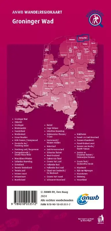 ANWB Wandelregiokaart Groninger Wad