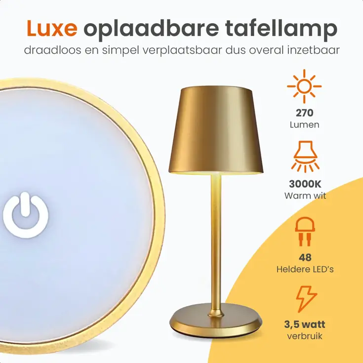 Essence Tafellamp Oplaadbaar - 26cm - LED