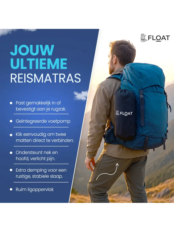 FLOAT Tweepersoons slaapmatje met voetpomp