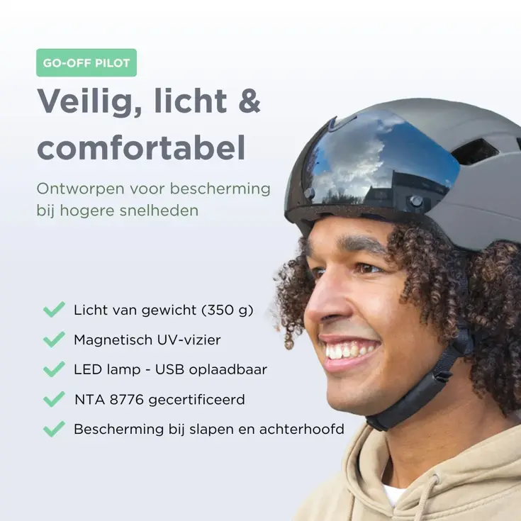 GO-OFF PILOT fietshelm met vizier NTA certif.