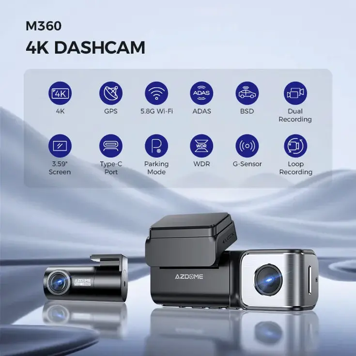 M360 2CH 4K Wifi GPS 64gb dashcam