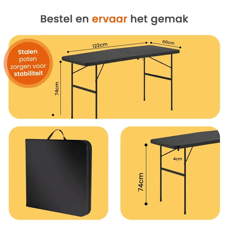Inklapbare Tafel - Weerbestendig - 122x60x74cm