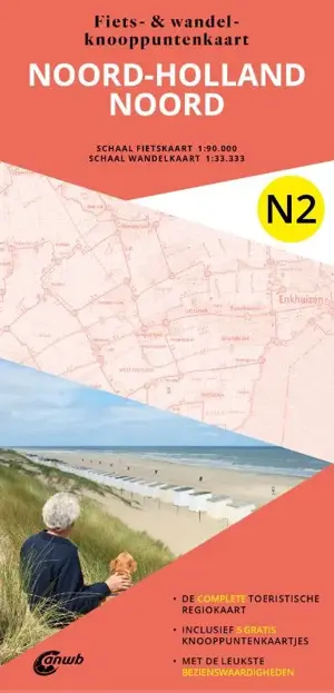 Fiets en wandelknooppuntenkaart N2 Noord-Holland noord