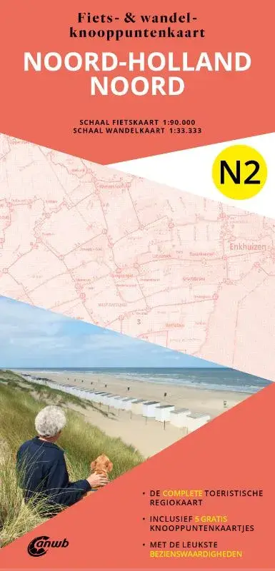 ANWB Fiets en wandelknooppuntenkaart N2 Noord-Holland noord