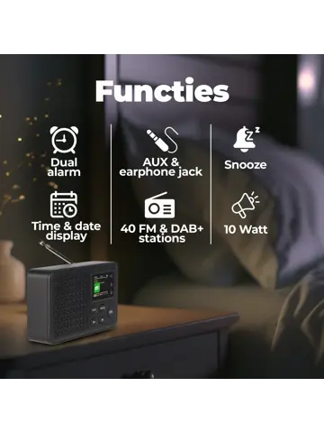 DAB57 DAB+/FM Radio Wekkerfunctie