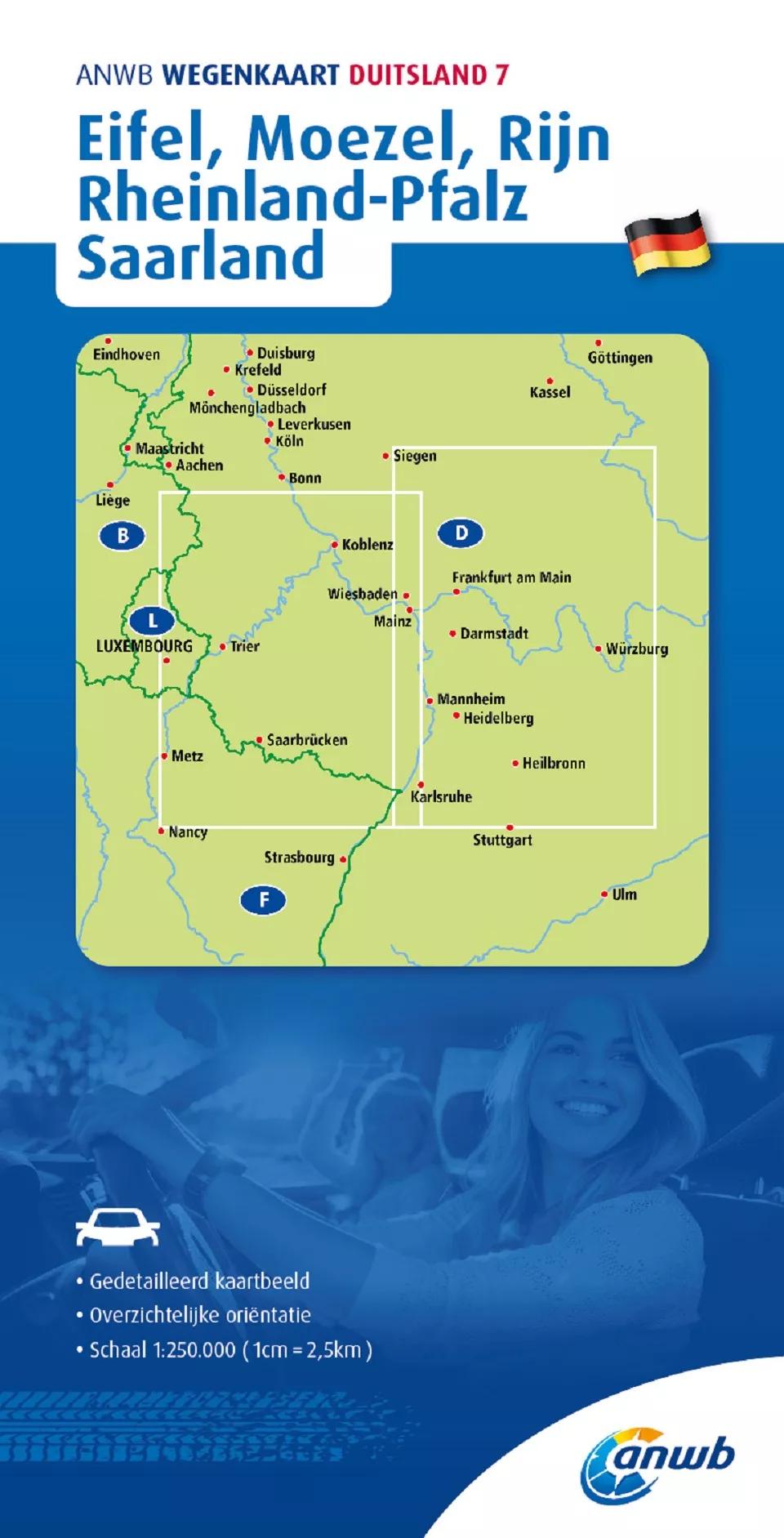 ANWB  Wegenkaart Eifel, Moezel, Rijn, Rheinland-Pfalz, Saarland main product image