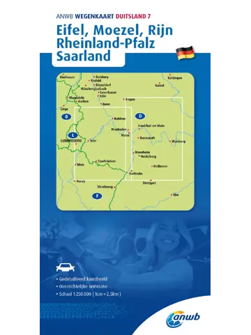 ANWB Wegenkaart Eifel, Moezel, Rijn, Rheinland-Pfalz, Saarland