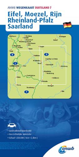 ANWB Wegenkaart Eifel, Moezel, Rijn, Rheinland-Pfalz, Saarland