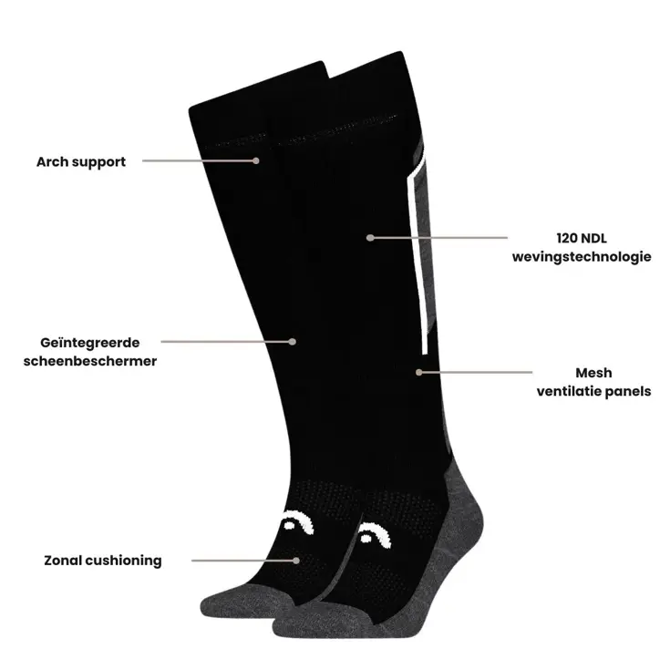 6 paar - Unisex - Skisokken