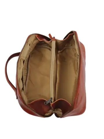 Simone - Leren toilettas - 3 vakken