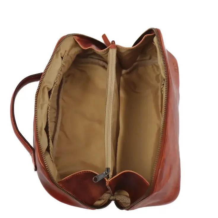 Simone - Leren toilettas - 3 vakken