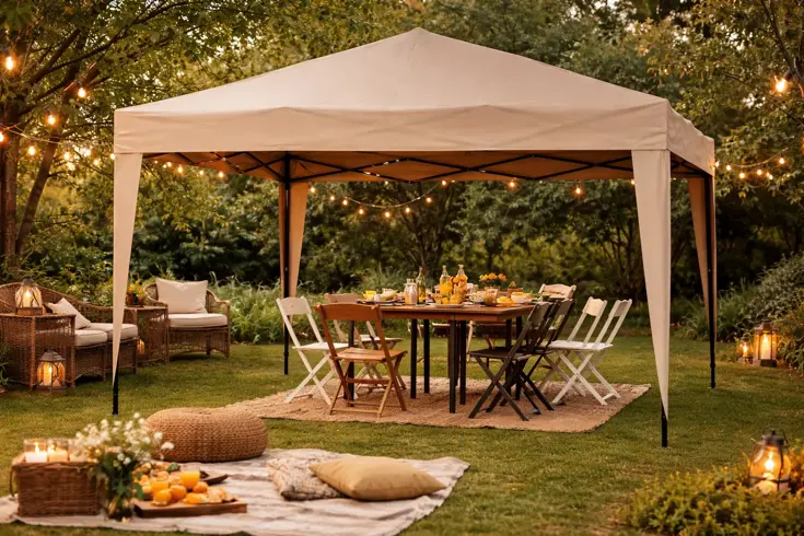 Easy Up Partytent 3x3 m Taupe - Stalen Frame