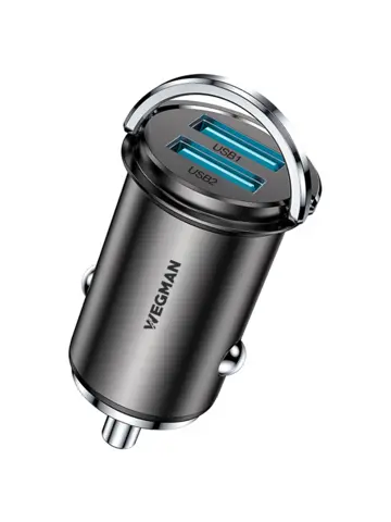 Wegman Autolader 45W 2x USB A Snellader