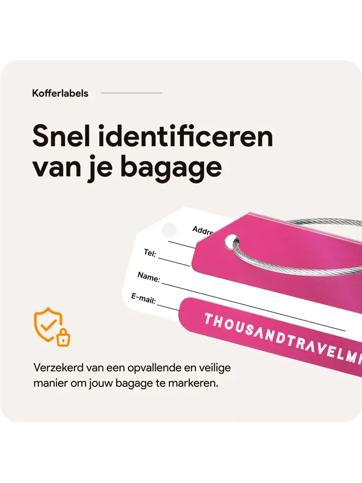 Aluminium kofferlabels – 4 stuks – Roze