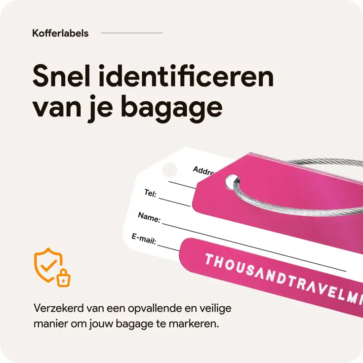 Aluminium kofferlabels – 4 stuks – Roze