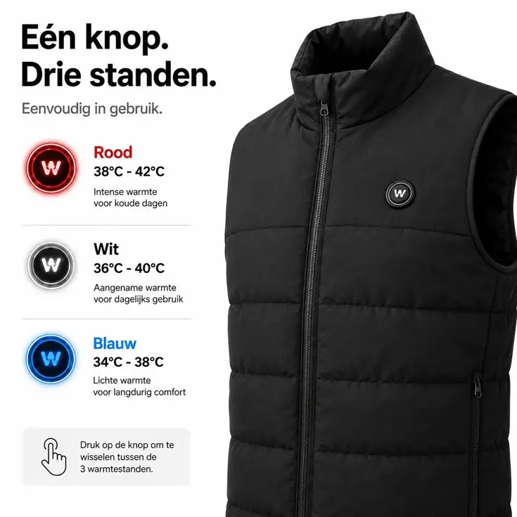 Infrarood Verwarmde Bodywarmer- Heren