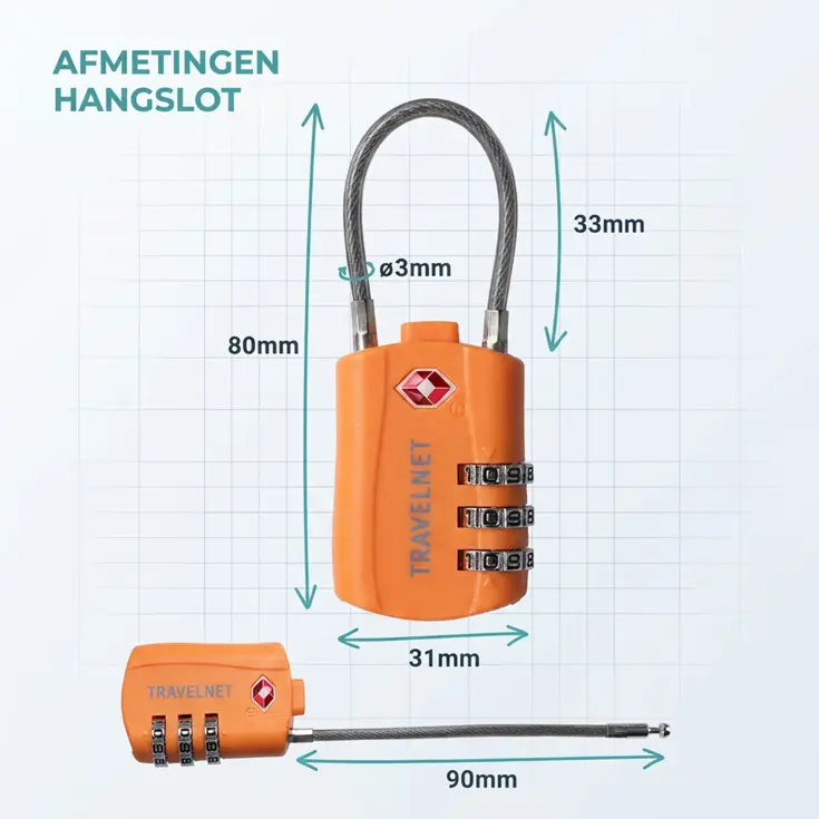 Travelnet TSA Reisslot met Cijfercode Set van 4