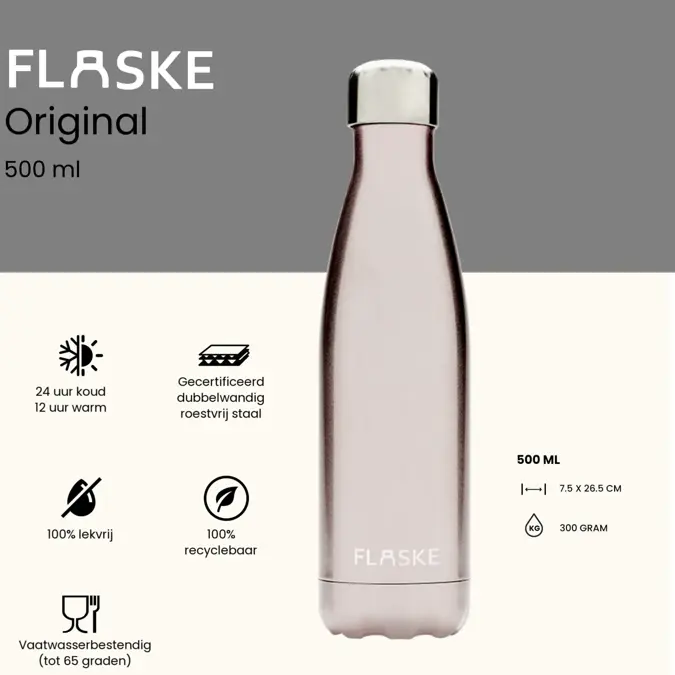 FLASKE 500 ml RVS Drinkfles
