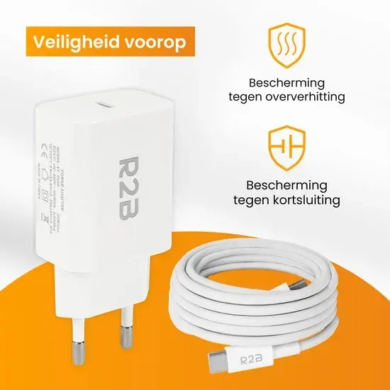 USB-C Kabel 2 meter met USB-C Adapter