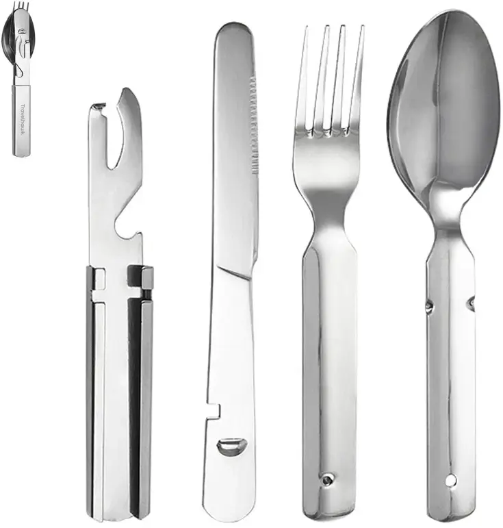 Reisbestek Set – Campingbestek To-Go Zilver