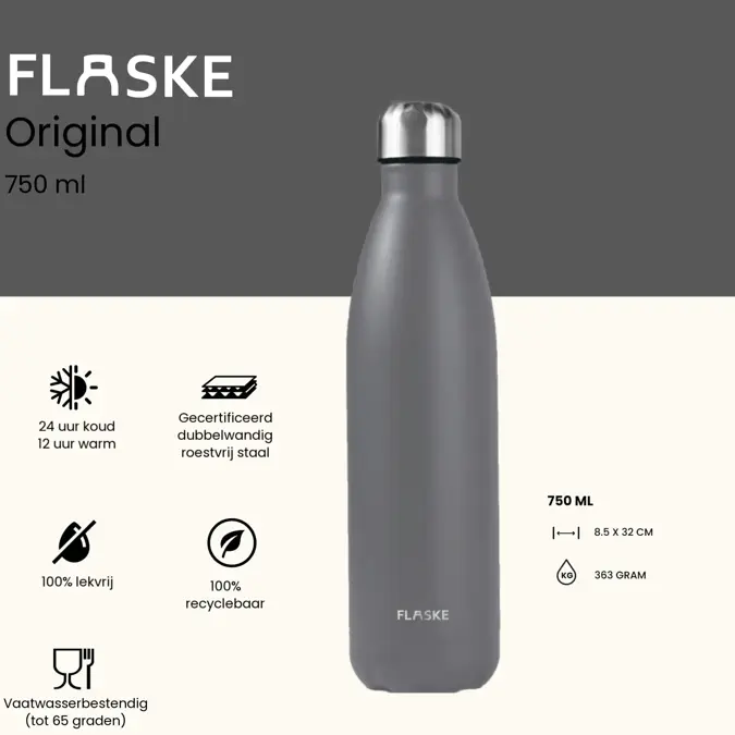 FLASKE 750 ml RVS Drinkfles