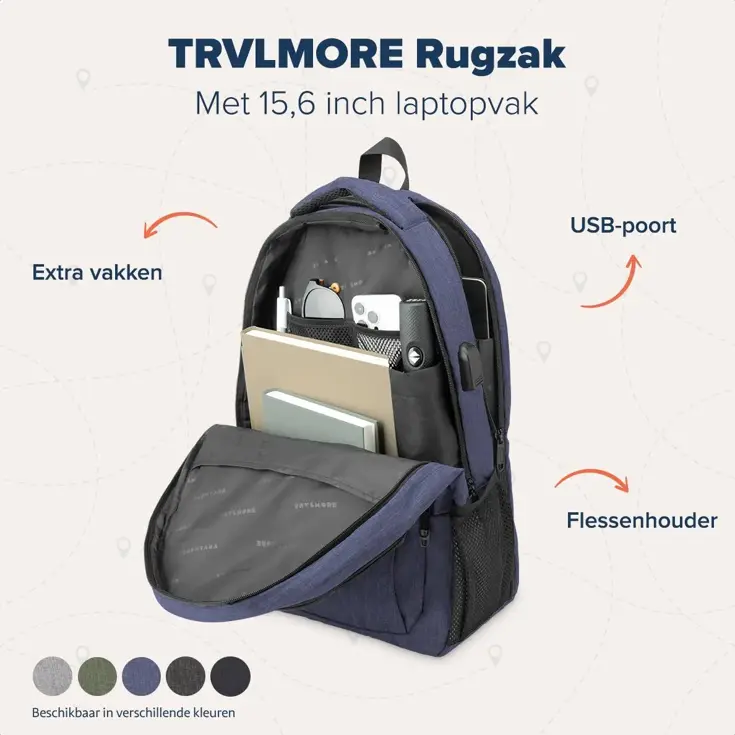 TRVLMORE Rugtas - 28L - 15,6 Inch