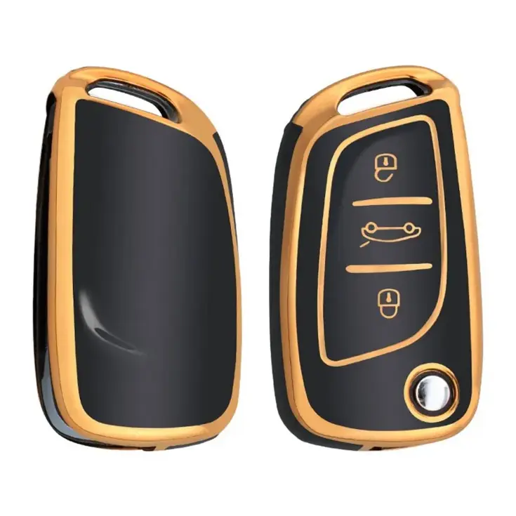 TPU Sleutelhoesje voor Peugeot goud C3