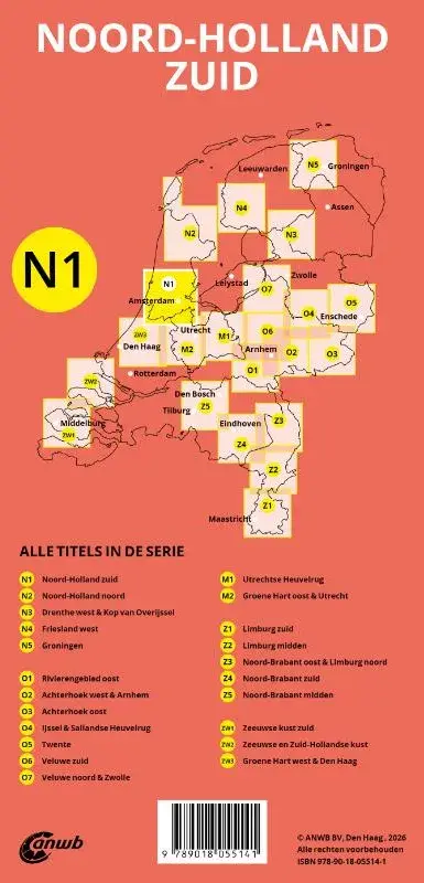 ANWB Fiets en wandelknooppuntenkaart N1 Noord-Holland zuid
