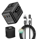 Remodius Wereldstekker PRO + 2× UniCharge Kabel