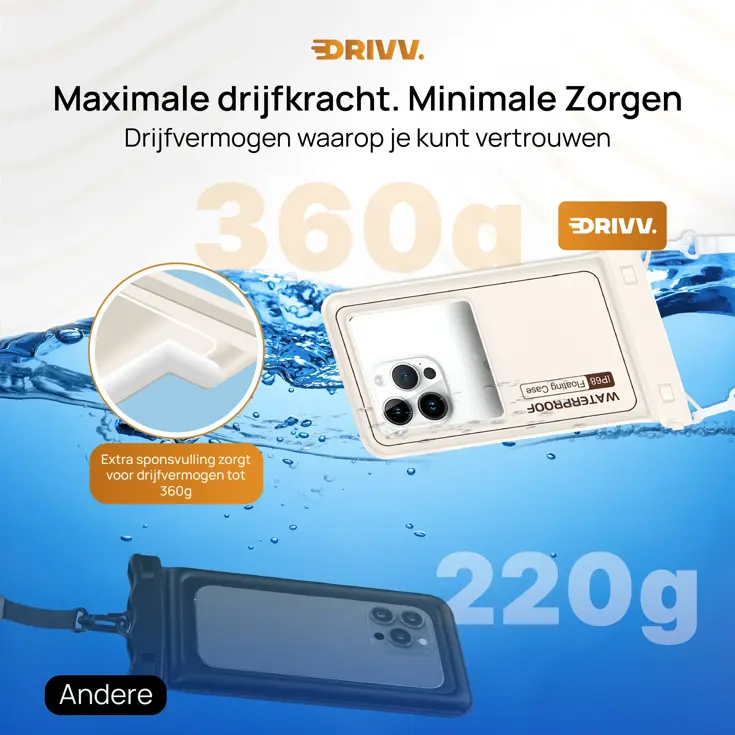Waterdicht Telefoonhoesje - 6.8" Beige - Drijvend
