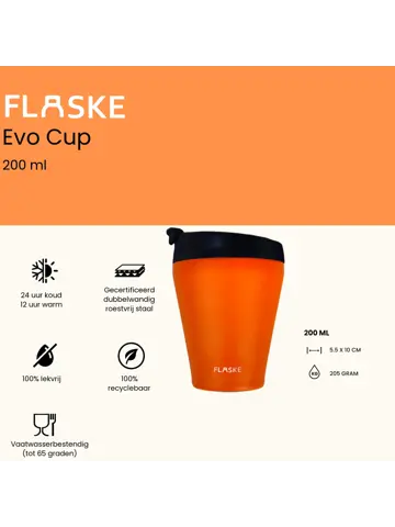FLASKE 200ML  RVS Koffiebeker to Go
