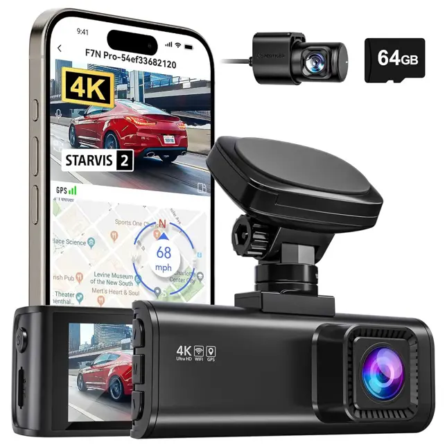 F7N Pro 4K Wifi GPS 2CH 64gb dashcam
