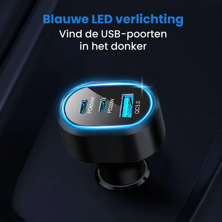 103W Autolader Snellader met 3 USB Poorten