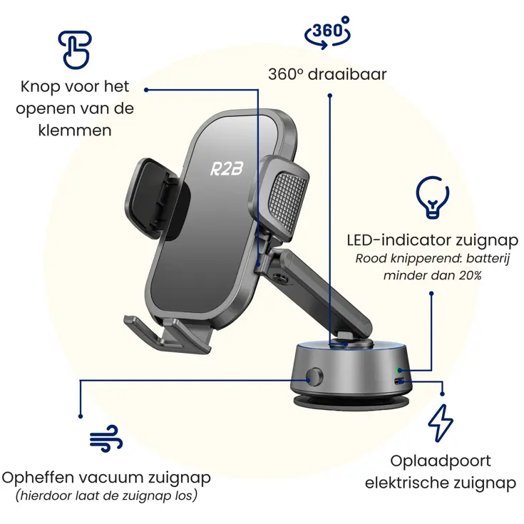 Telefoonhouder Auto - Elektrische Zuignap