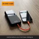 R2B Powerbank 20000 mAh met Ingebouwde Kabels