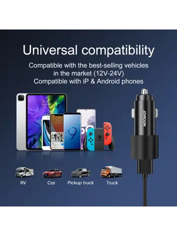 Autolader 3-in-1 - 24W - Zwart