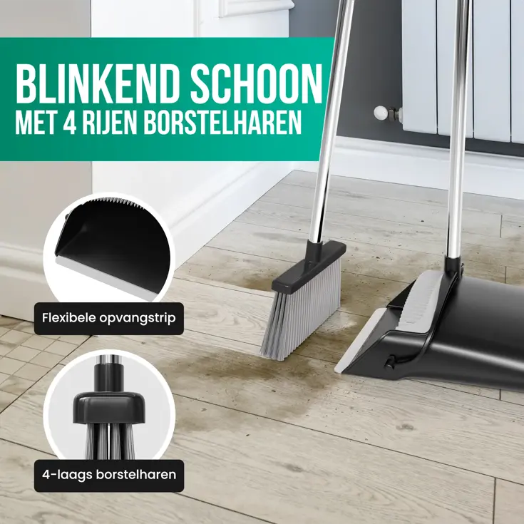 Stoffer en Blik met Lange Steel - Verstelbaar