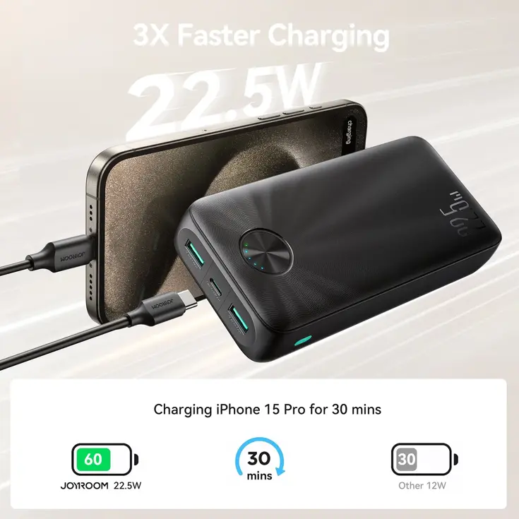 LED Powerbank - 20000mAh - Zwart